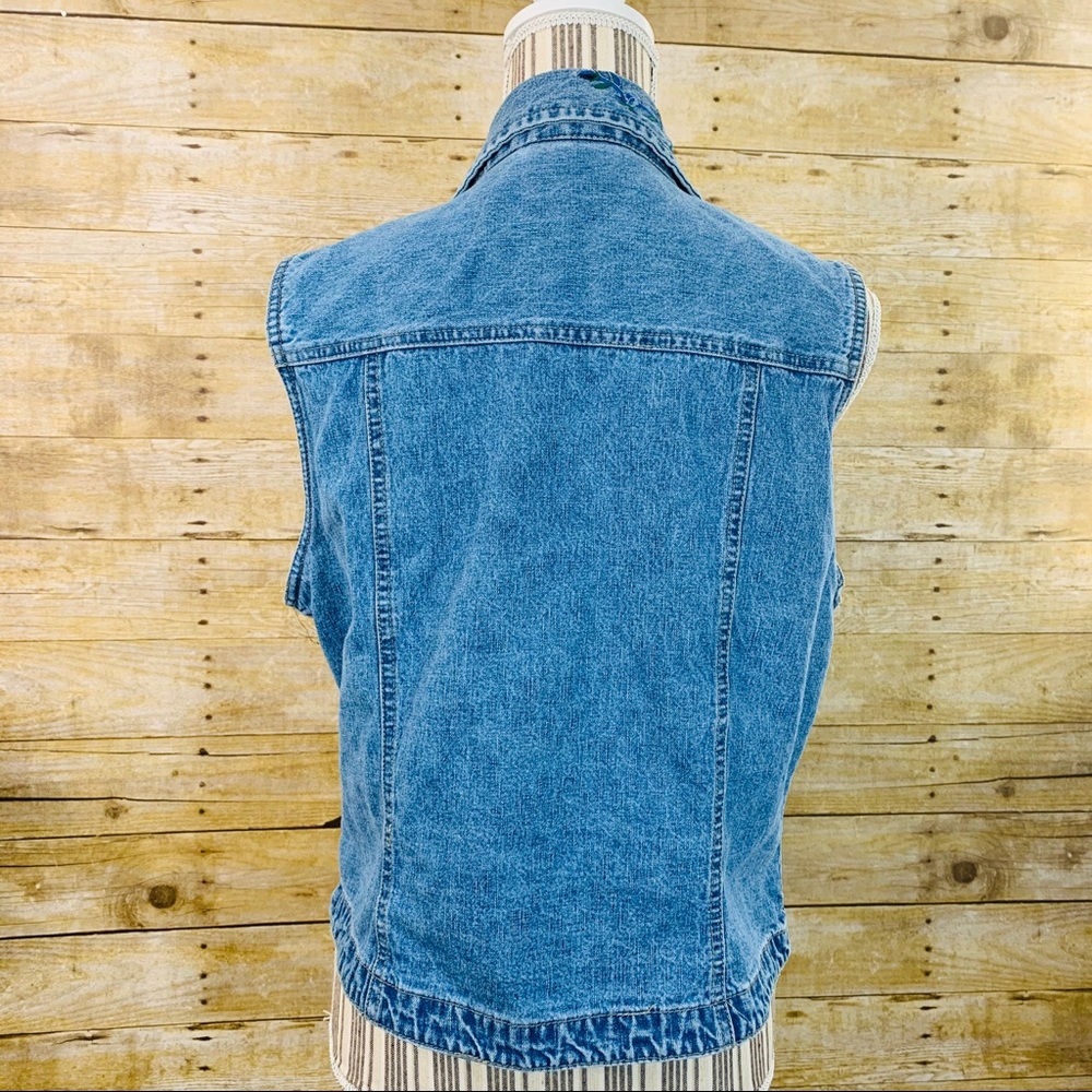 BillBlass Jean Vest Embroidered Floral with Gems - Picture 2 of 5